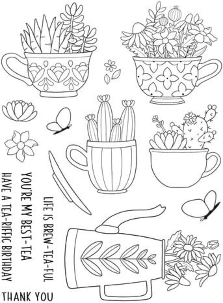 Creative Expressions Jane's Doodles Clear Stamp Set Tea-riffic (CEC1059)
