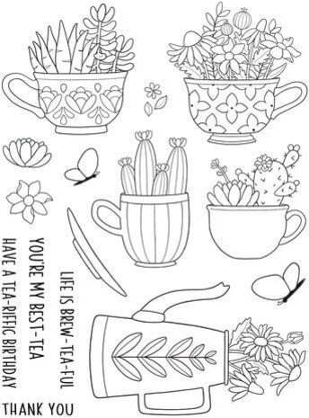 Creative Expressions Jane's Doodles Clear Stamp Set Tea-riffic (CEC1059)
