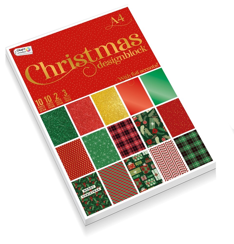 Craft Sensations Christmas Designblock A4 Rood (CR1170K/GE) Craft Sensations Christmas Designblock A4 Rood (CR1170K/GE)