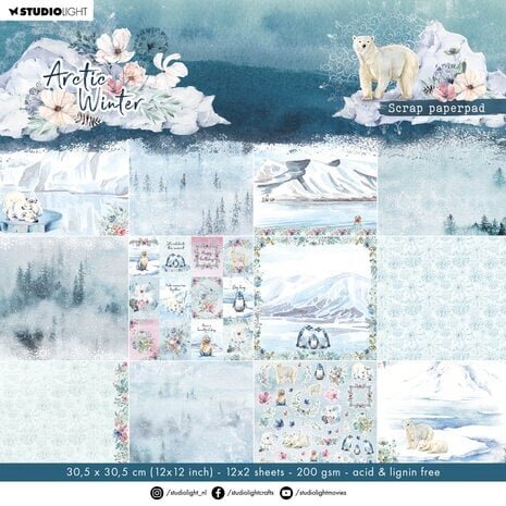 Studio Light Arctic Winter 12x12 Inch Scrap Paper Pad (SL-AW-PP125)