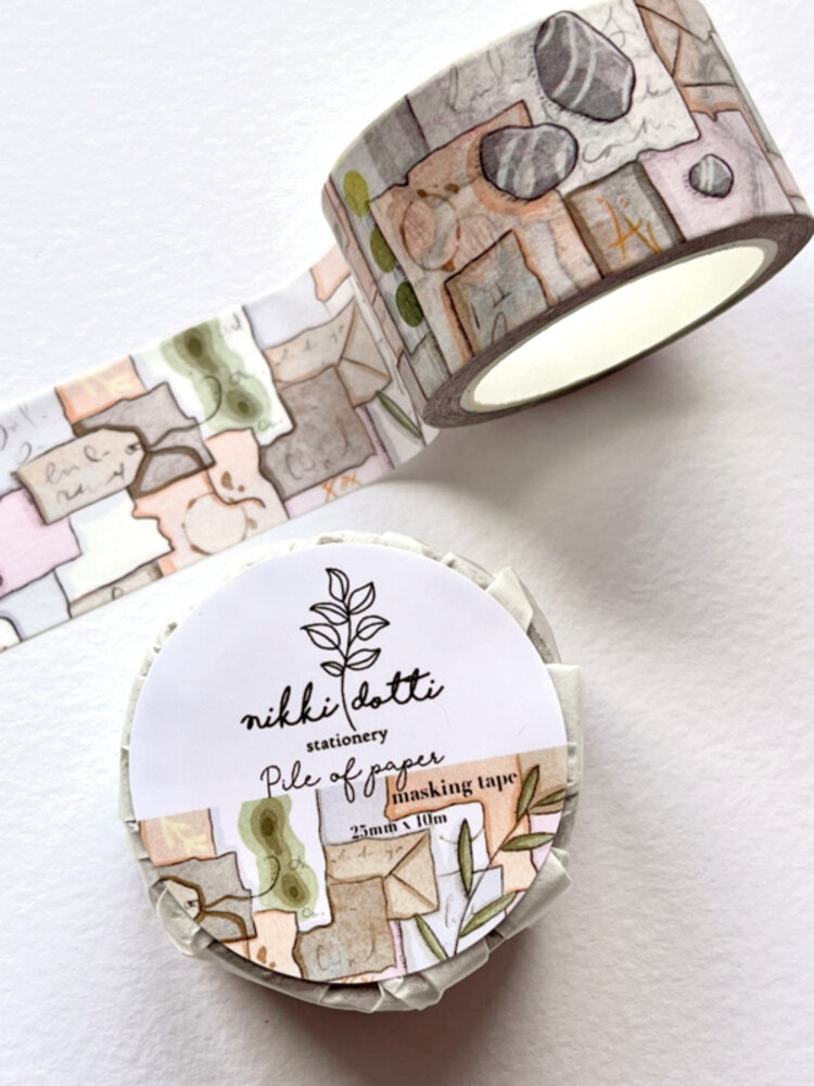 Nikki Dotti Washi Tape 25mm Pile of Paper Nikki Dotti Washi Tape 25mm Pile of Paper
