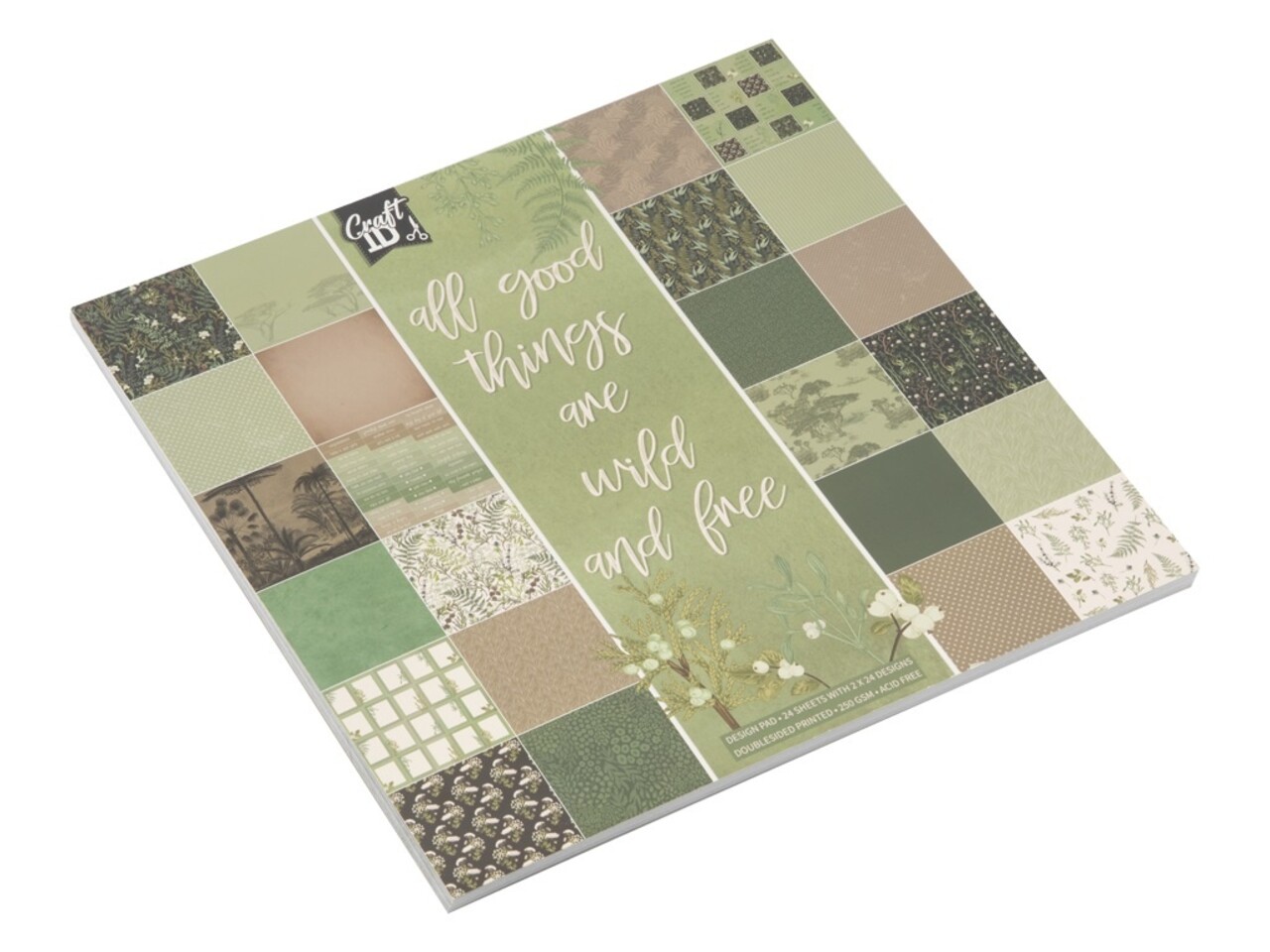 Craft ID All Good Things are Wild and Free 25x25cm Designpad (CR4007/GE)