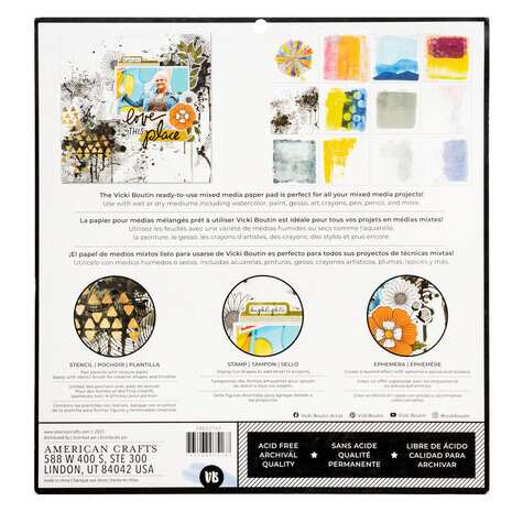 Vicki Boutin Discover + Create 12x12 Inch Ready-to-use Mixed Media Paper (34022165) Vicki Boutin Discover + Create 12x12 Inch Ready-to-use Mixed Media Paper (34022165)