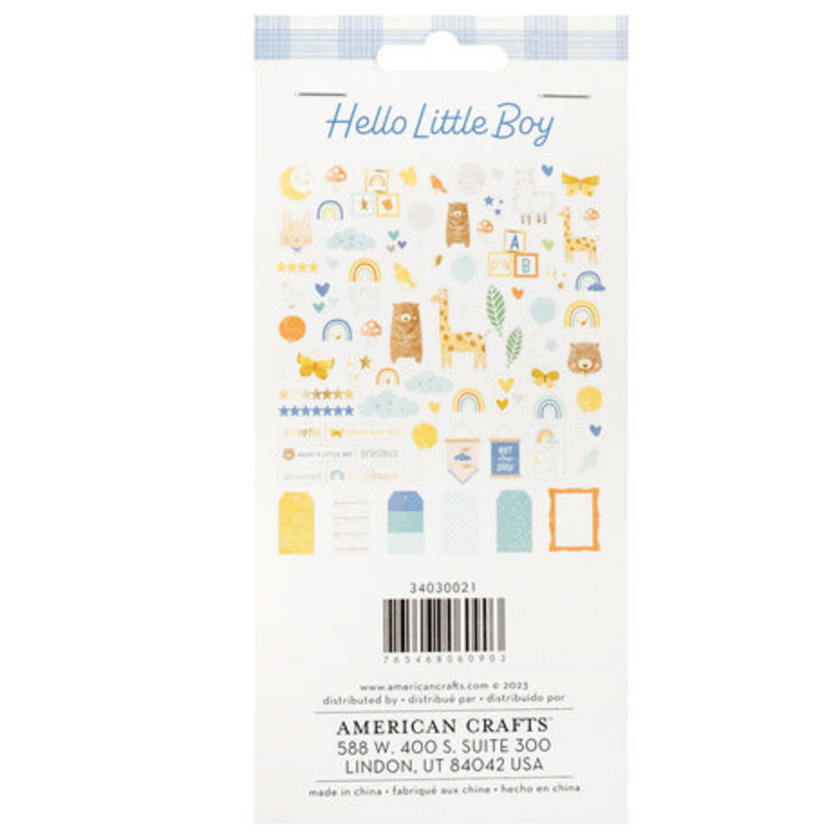 American Crafts Hello Little Boy Ephemera Icon (34030021) - Paperpads.nl