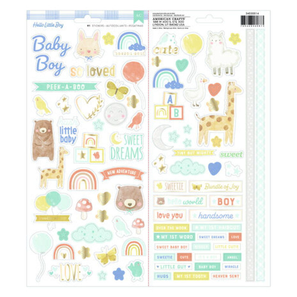 American Crafts Hello Little Boy 6x12 Inch Stickers (34030014) American Crafts Hello Little Boy 6x12 Inch Stickers (34030014)