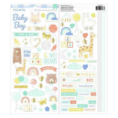 American Crafts Hello Little Boy 6x12 Inch Stickers (34030014) American Crafts Hello Little Boy 6x12 Inch Stickers (34030014)