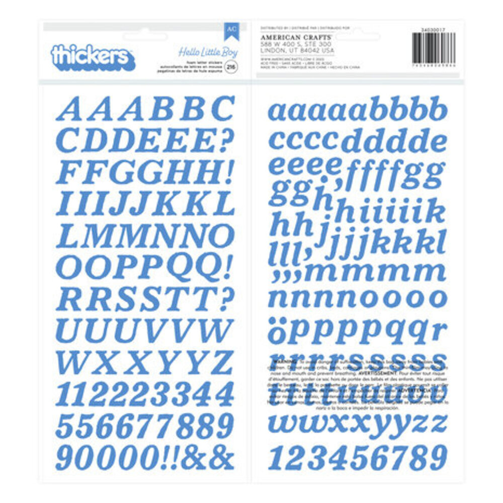 American Crafts Hello Little Boy Thickers Alpha (34030017) American Crafts Hello Little Boy Thickers Alpha (34030017)