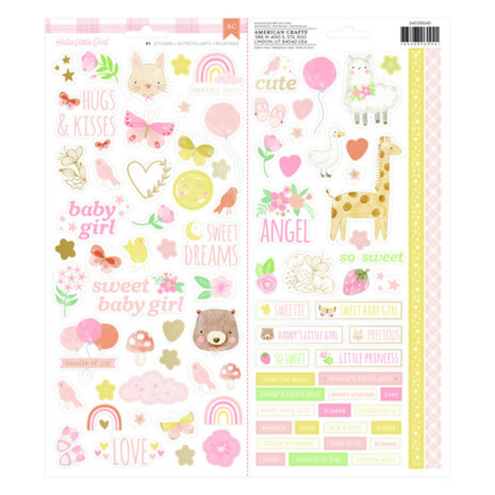 American Crafts Hello Little Girl 6x12 Inch Stickers (34030040) American Crafts Hello Little Girl 6x12 Inch Stickers (34030040)