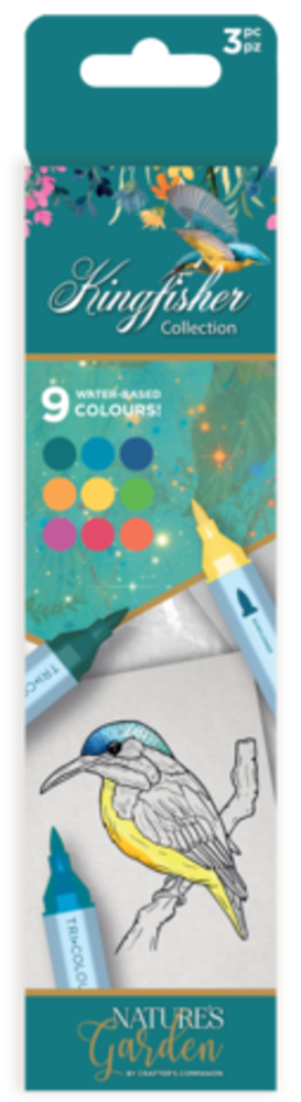 Crafter's Companion Kingfisher Collection TriColour Aqua Markers (NG-KF-TCAQ) Crafter's Companion Kingfisher Collection TriColour Aqua Markers (NG-KF-TCAQ)