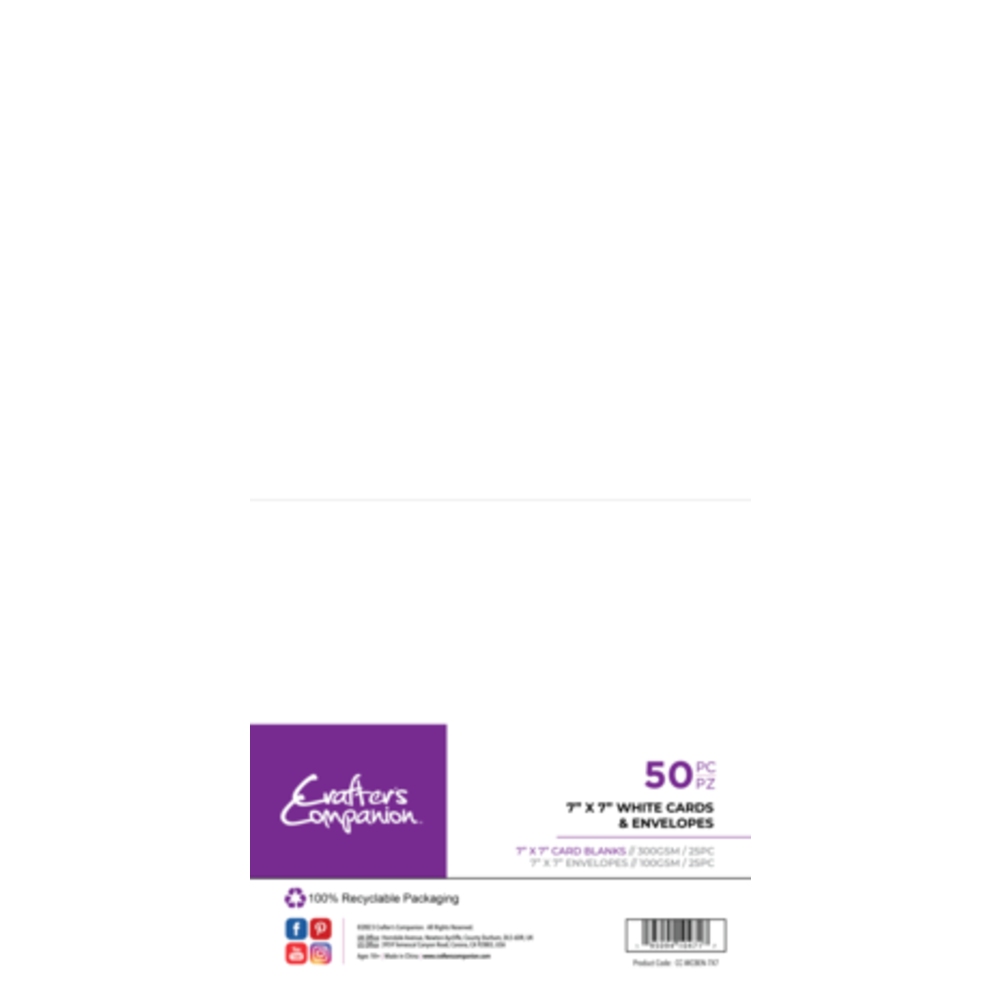 Crafter's Companion - 5 x 7 - 50 White Card & 50 Envelopes