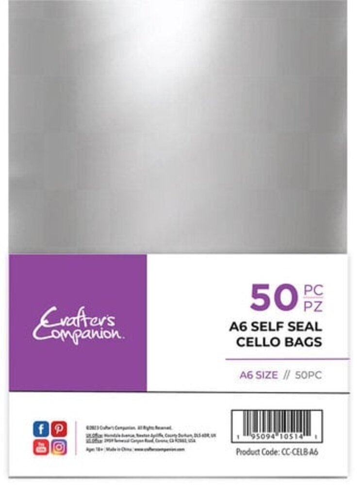 Crafter's Companion Self Seal Cello Bags A6 (50pcs) (CC-CELB-A6)