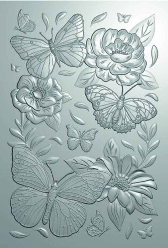 Gemini Butterflies and Blooms 3D Embossing Folder & Die (GEM-3DEF4-MD-BUBL)