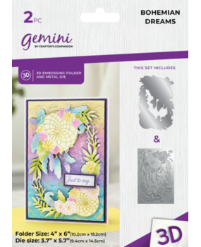 Gemini Bohemian Dreams 3D Embossing Folder & Die (GEM-3DEF4-MD-BODR) Gemini Bohemian Dreams 3D Embossing Folder & Die (GEM-3DEF4-MD-BODR)