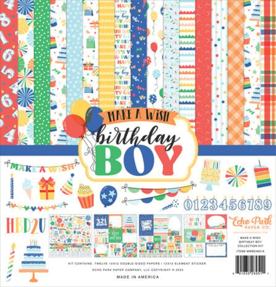 Echo Park Make A Wish Birthday Boy 12x12 Inch Collection Kit (MWB348016) Echo Park Make A Wish Birthday Boy 12x12 Inch Collection Kit (MWB348016)