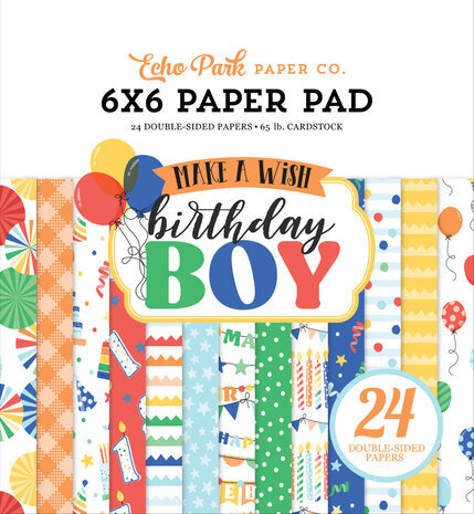 Echo Park Make A Wish Birthday Boy 6x6 Inch Paper Pad (MWB348023) Echo Park Make A Wish Birthday Boy 6x6 Inch Paper Pad (MWB348023)
