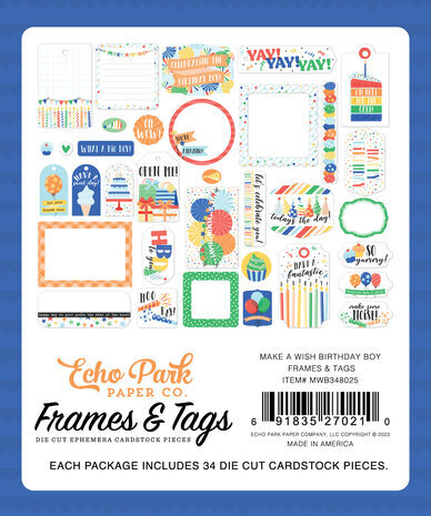 Echo Park Make A Wish Birthday Boy Ephemera Frames & Tags (MWB348025) Echo Park Make A Wish Birthday Boy Ephemera Frames & Tags (MWB348025)