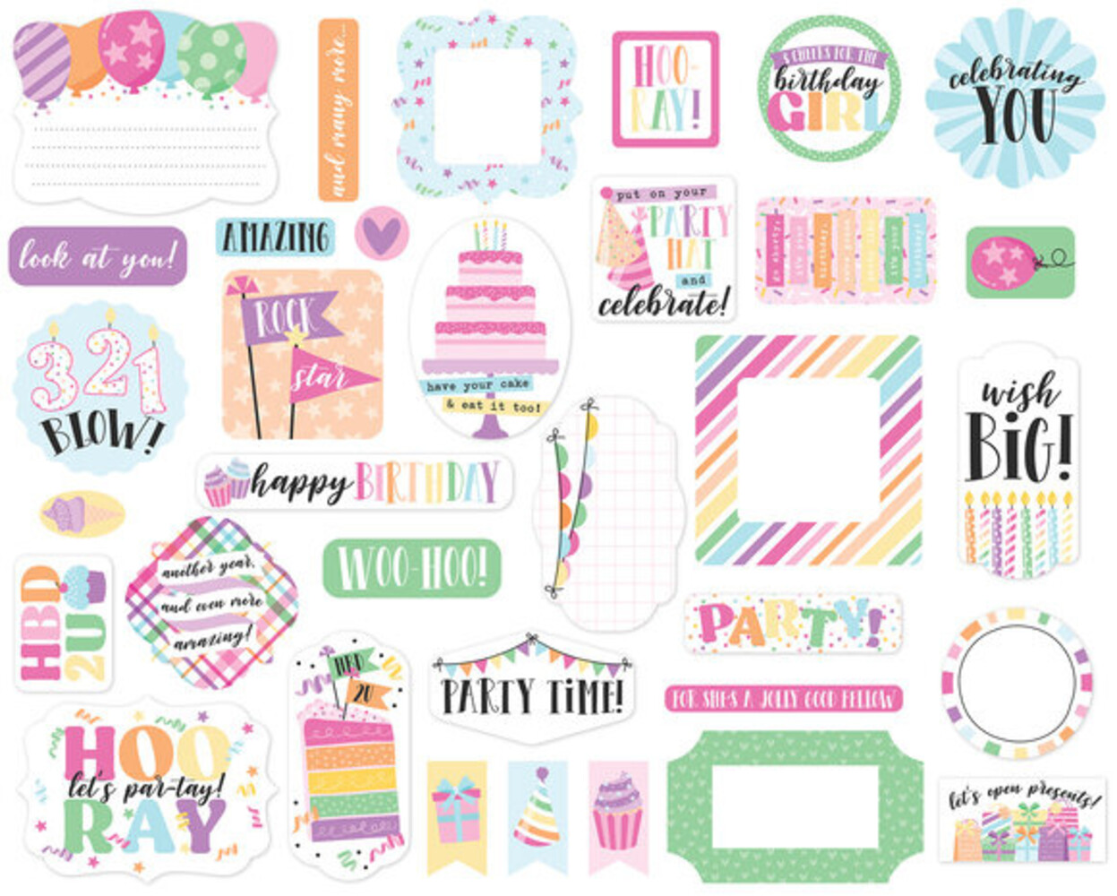 Echo Park Make A Wish Birthday Girl Ephemera (MWG349024)