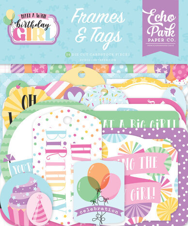 Echo Park Make A Wish Birthday Girl Ephemera Frames & Tags (MWG349025)