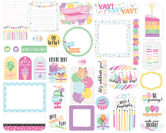 Echo Park Make A Wish Birthday Girl Ephemera Frames & Tags (MWG349025)