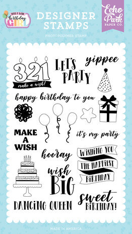 Echo Park Make A Wish Birthday Girl Yippee Clear Stamps (MWG349043)