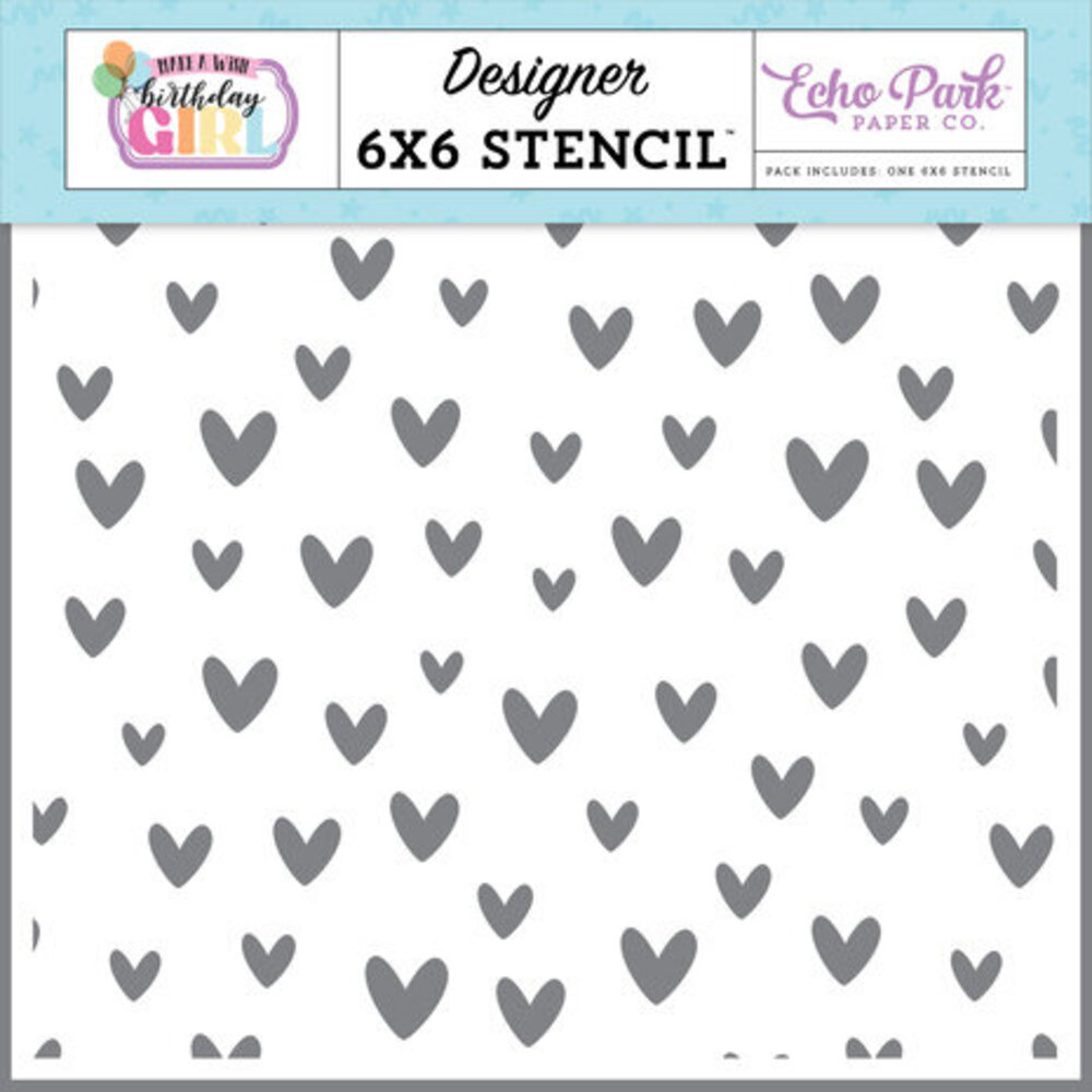 Echo Park Make A Wish Birthday Girl Birthday Love Hearts Stencil (MWG349034) Echo Park Make A Wish Birthday Girl Birthday Love Hearts Stencil (MWG349034)