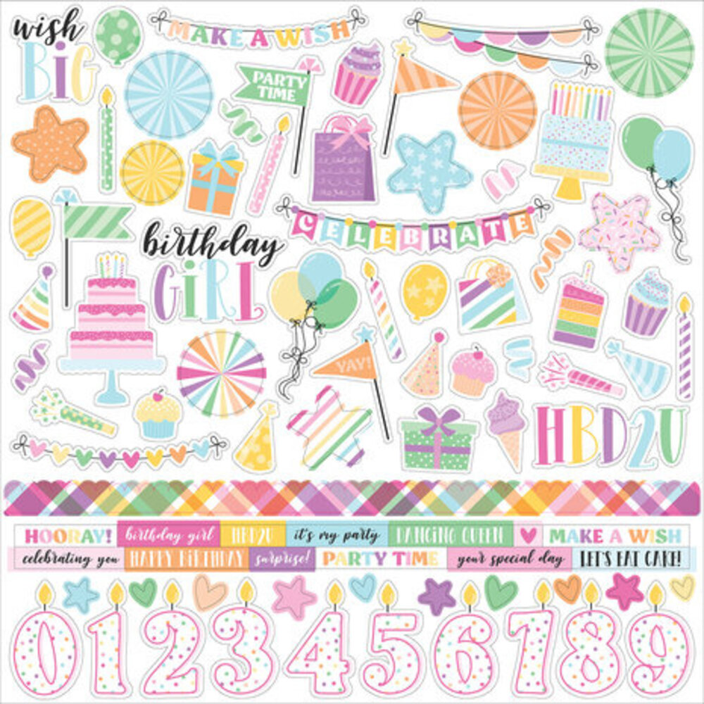 Echo Park Make A Wish Birthday Girl 12x12 Inch Element Sticker (MWG349014) Echo Park Make A Wish Birthday Girl 12x12 Inch Element Sticker (MWG349014)