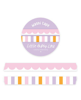 Little Lefty Lou Slim Pink Scalloped and Striped Washi Tape