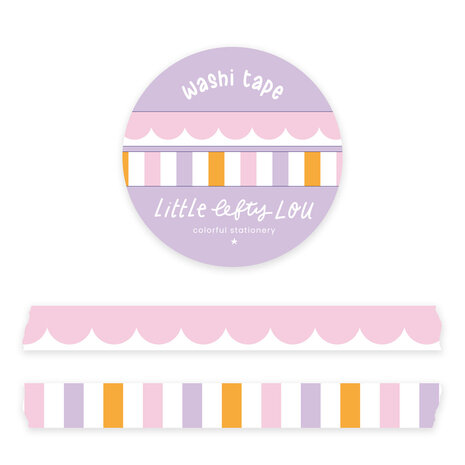 Little Lefty Lou Slim Pink Scalloped and Striped Washi Tape