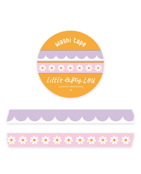 Little Lefty Lou Slim Lilac Scalloped and Pink Daisies Washi Tape