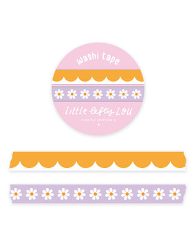 Little Lefty Lou Slim Ochre Scalloped and Lilac Daisies Washi Tape