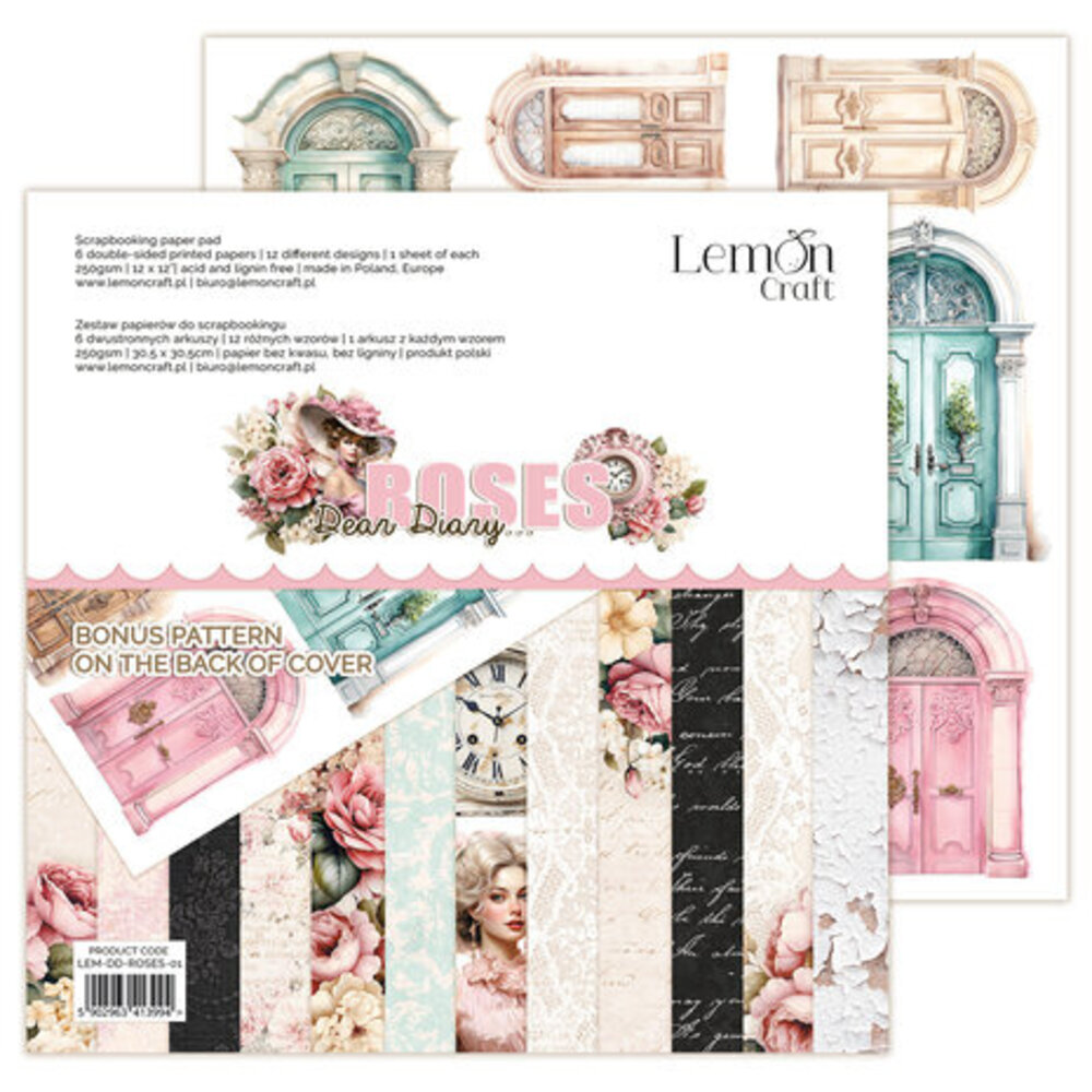 LemonCraft Dear Diary Roses 12x12 Inch Paper Pad (LEM-DD-ROSES-01) LemonCraft Dear Diary Roses 12x12 Inch Paper Pad (LEM-DD-ROSES-01)