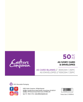 Crafter's Companion Card & Envelopes A5 Ivory (50pcs) (CC-IVCBEN-A5) Crafter's Companion Card & Envelopes A5 Ivory (50pcs) (CC-IVCBEN-A5)
