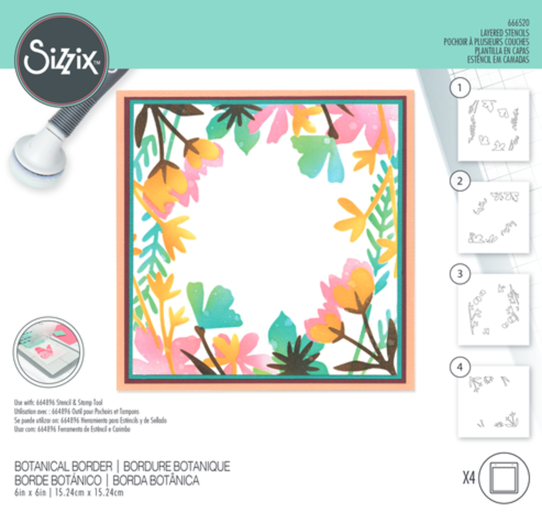 Sizzix Layered Stencils 6x6 Inch Botanical Border (666520) Sizzix Layered Stencils 6x6 Inch Botanical Border (666520)
