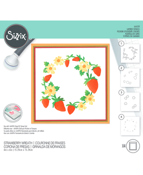 Sizzix Layered Stencils 6x6 Inch Strawberry Wreath (666528)