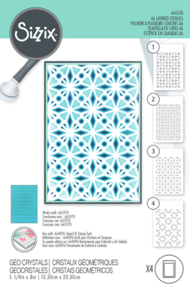Sizzix Layered Stencils A6 Geo Crystals (666530) Sizzix Layered Stencils A6 Geo Crystals (666530)