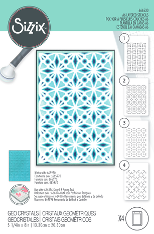 Sizzix Layered Stencils A6 Geo Crystals (666530) Sizzix Layered Stencils A6 Geo Crystals (666530)