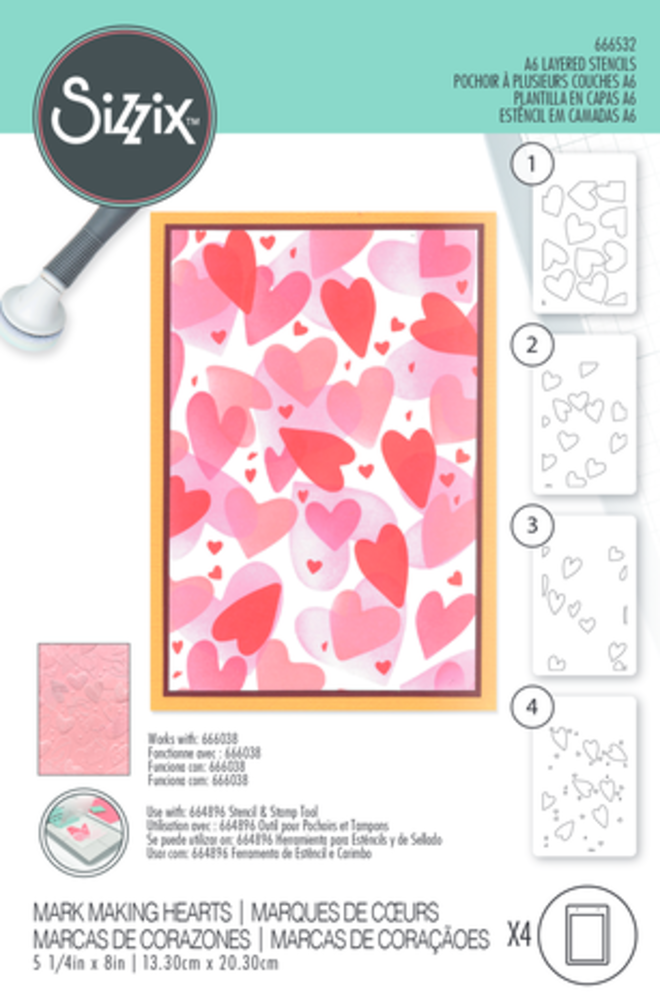 Sizzix Layered Stencils A6 Making Hearts (666532) Sizzix Layered Stencils A6 Making Hearts (666532)