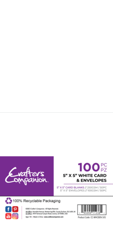 Crafter's Companion Card & Envelopes 5x5 Inch White (100pcs) (CC-WHCBEN-5X5)