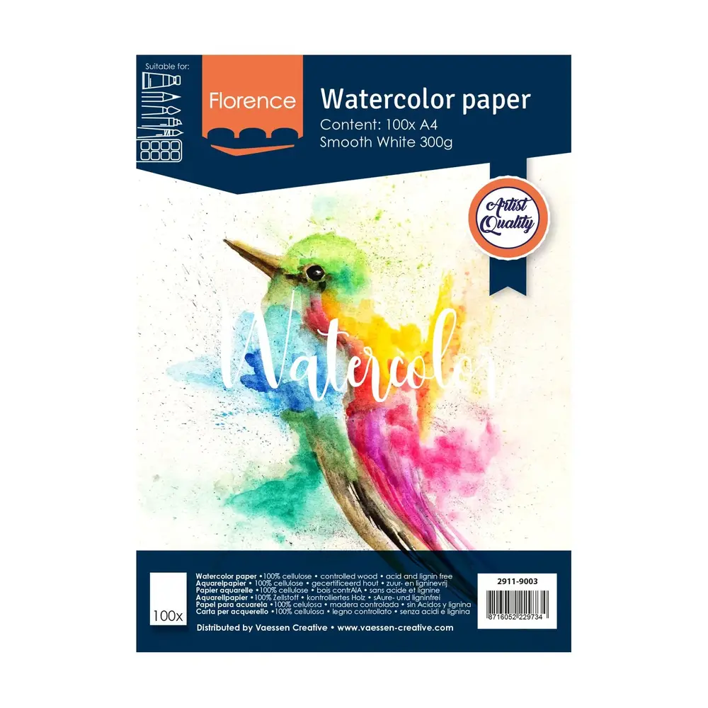 Vaessen Creative Florance Smooth  Aquarelpapier A4 100pcs (2911-9003) Vaessen Creative Florance Smooth  Aquarelpapier A4 100pcs (2911-9003)