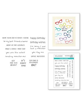Spellbinders Monster Birthday Monster Birthday Sentiments Clear Stamp (STP-221)