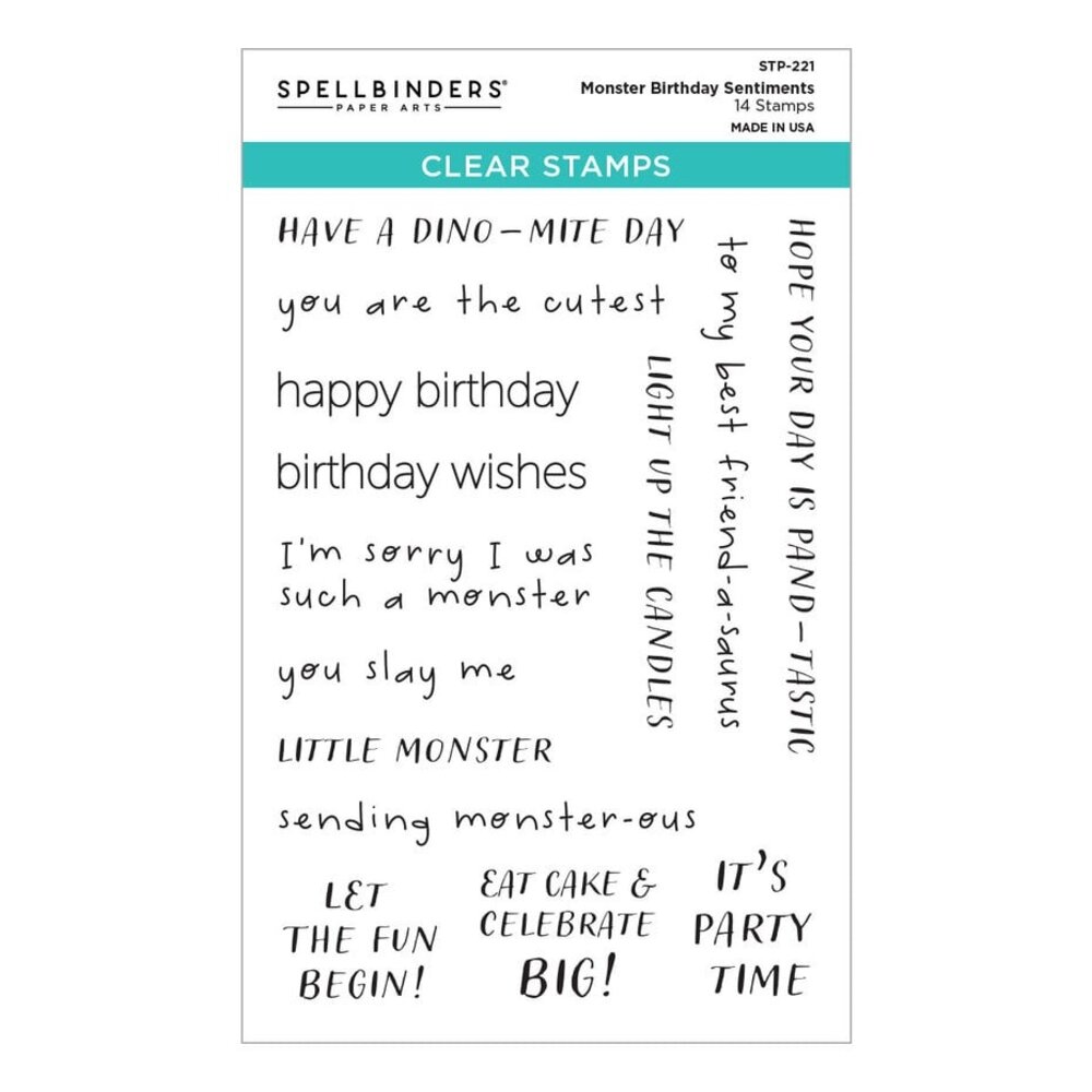 Spellbinders Monster Birthday Monster Birthday Sentiments Clear Stamp (STP-221)