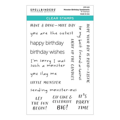 Spellbinders Monster Birthday Monster Birthday Sentiments Clear Stamp (STP-221)