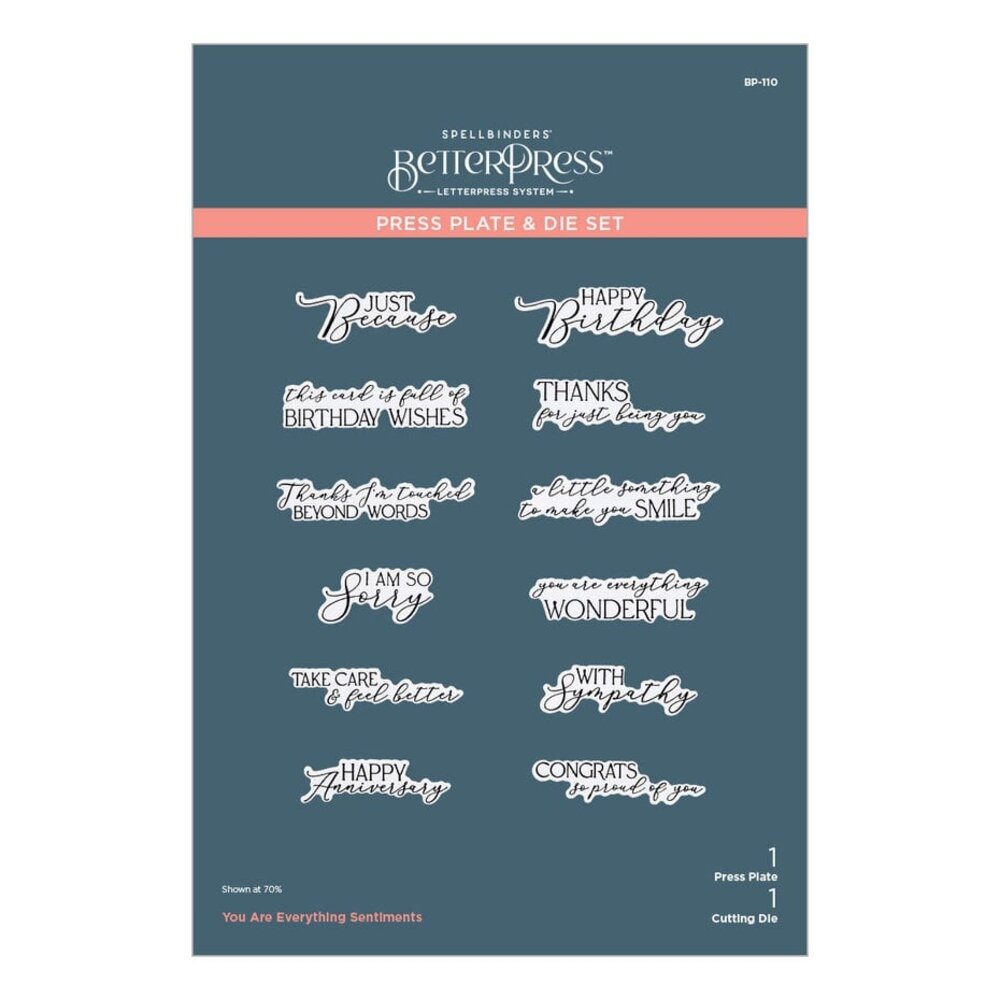 Spellbinders Pressed Posies You are Everything Sentiments Press Plate & Die Set (BP-110) Spellbinders Pressed Posies You are Everything Sentiments Press Plate & Die Set (BP-110)
