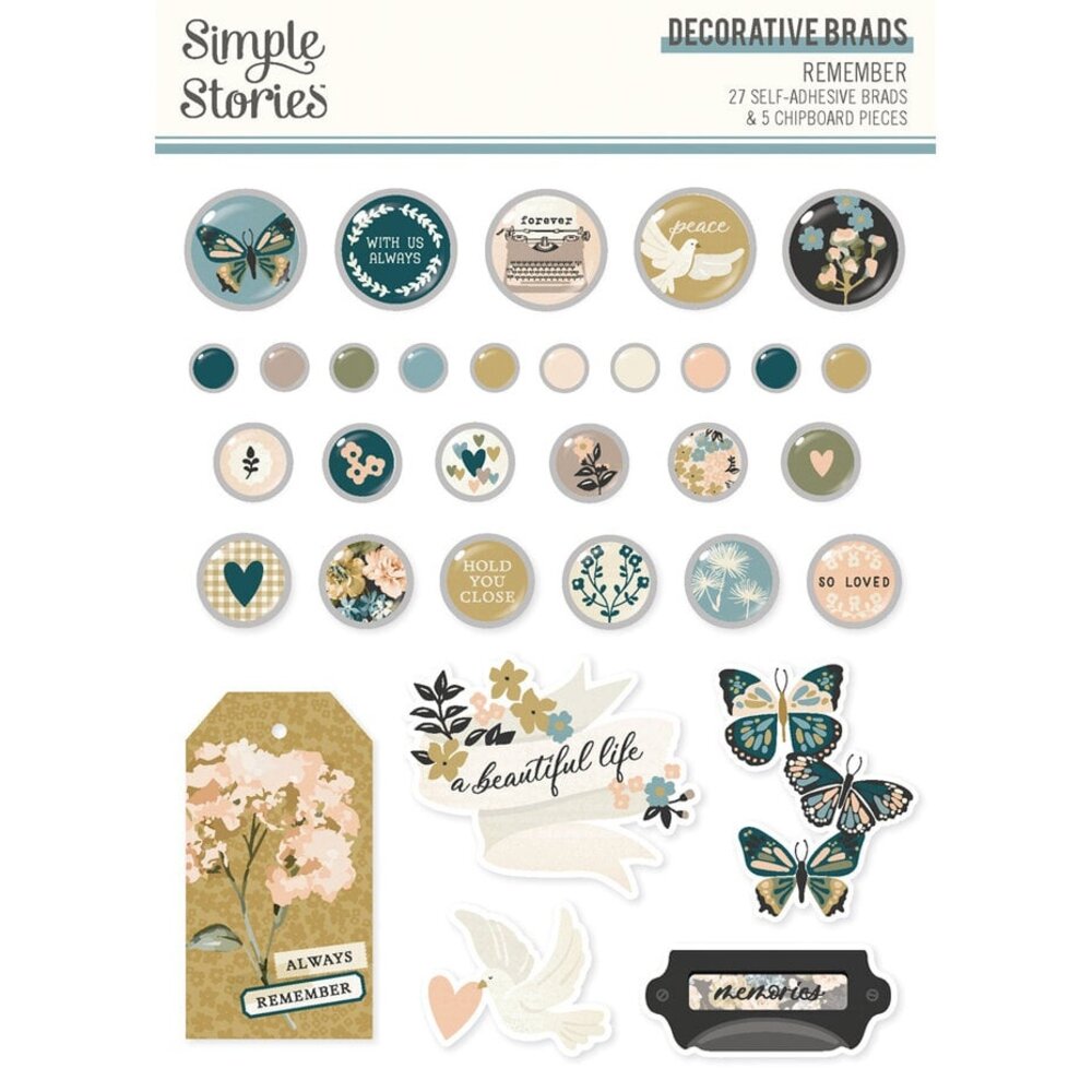 Simple Stories Remember Decorative Brads (21527)