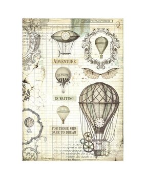 Stamperia Voyages Fantastiques Balloon Rice Paper A4 (DFSA4837)* Stamperia Voyages Fantastiques Balloon Rice Paper A4 (DFSA4837)*