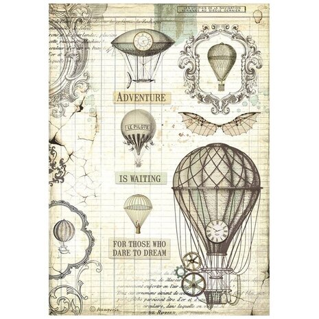 Stamperia Voyages Fantastiques Balloon Rice Paper A4 (DFSA4837)
