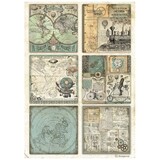 Stamperia Voyages Fantastiques Cards Rice Paper A4 (DFSA4839)