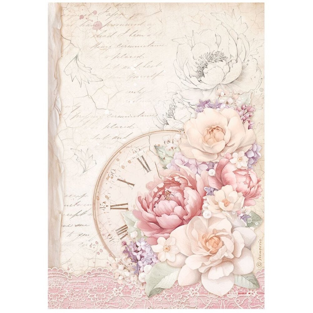Stamperia Romance Forever Clock Rice Paper A4 (DFSA4831) Stamperia Romance Forever Clock Rice Paper A4 (DFSA4831)