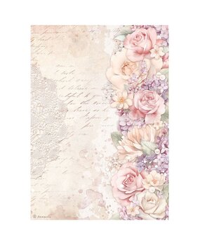 Stamperia Romance Forever Floral Border Rice Paper A4 (DFSA4832) Stamperia Romance Forever Floral Border Rice Paper A4 (DFSA4832)
