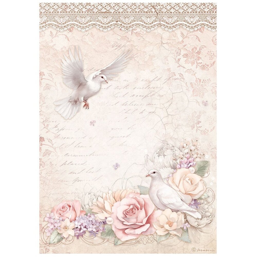 Stamperia Romance Forever Doves Rice Paper A4 (DFSA4834) Stamperia Romance Forever Doves Rice Paper A4 (DFSA4834)